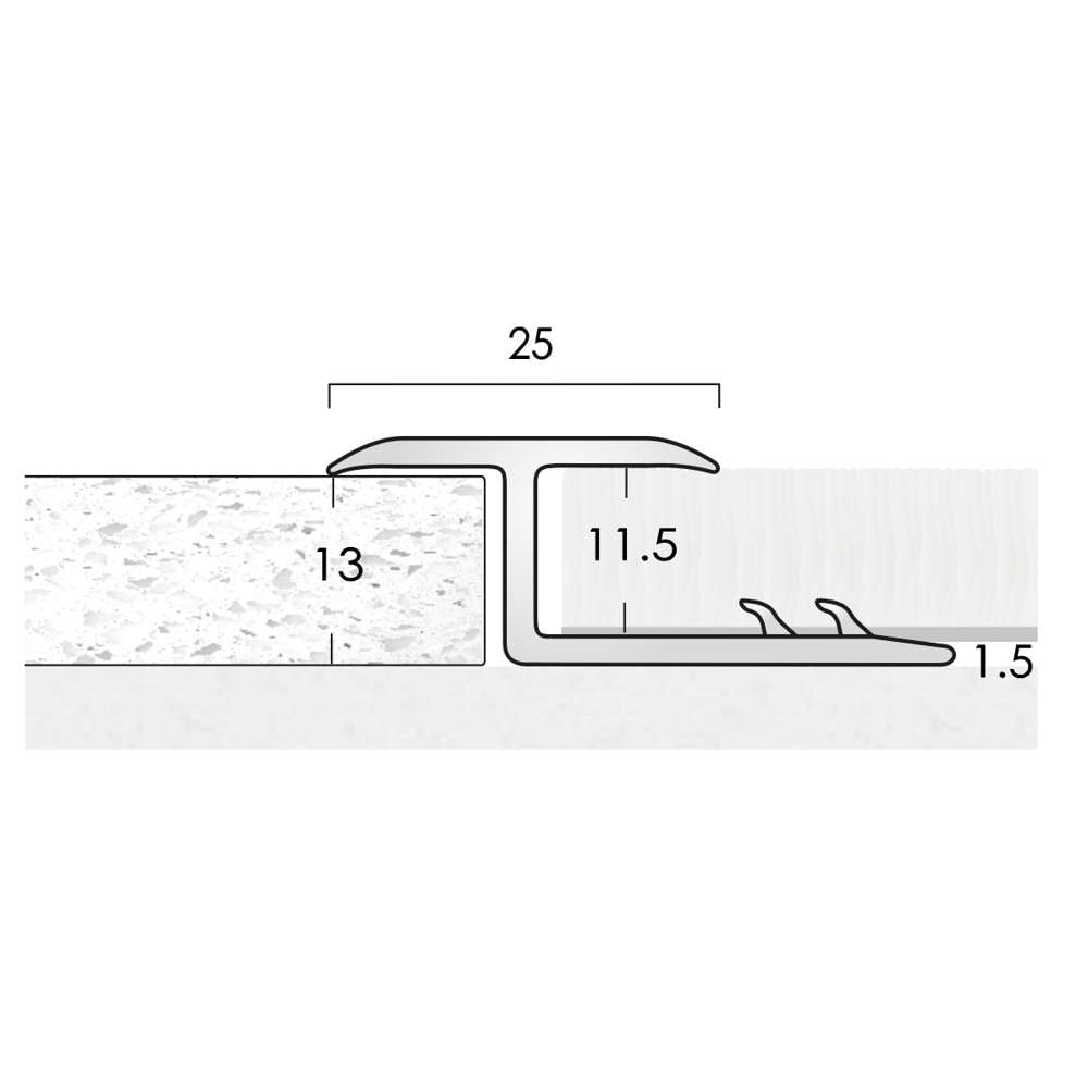Example of a single leg (z edge) stair nosing.