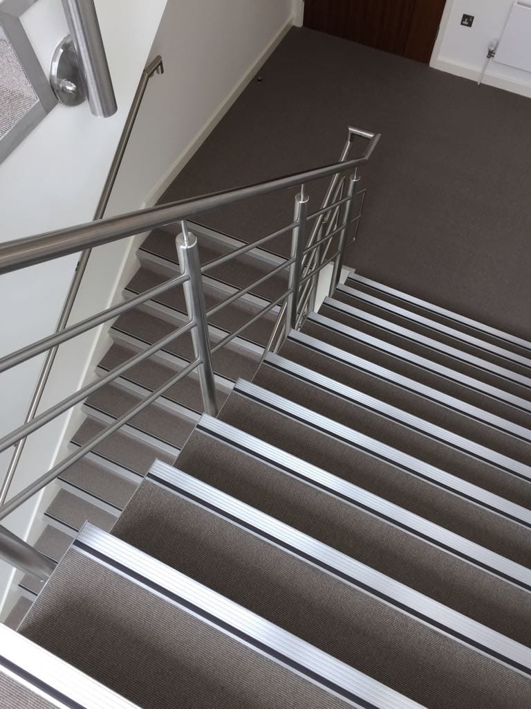 Aluminium Stair Nosing with ATI49.5 on a commercial staircase