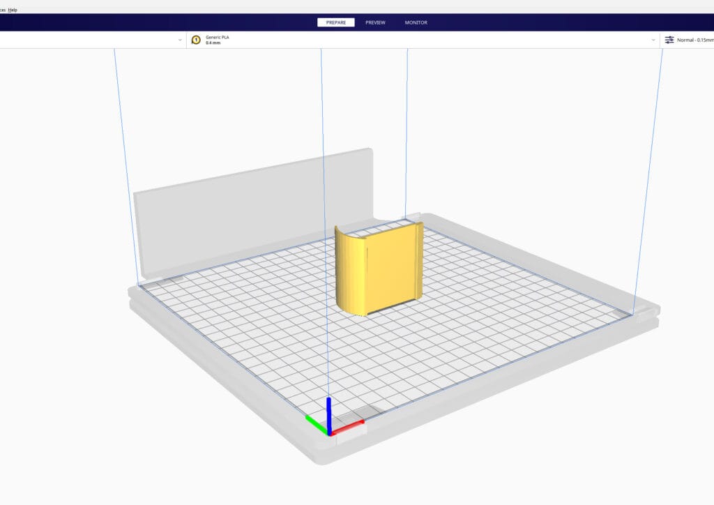 3D Model being designed ready to go in the 3D printer.