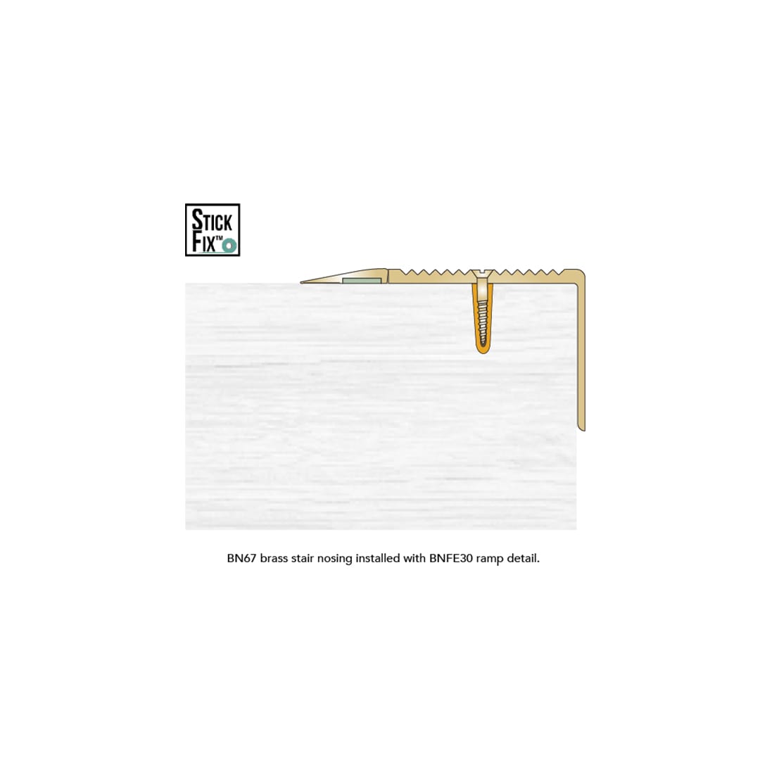 BN67 Brass Stair Nosing Installed with BNFE30 Ramp Detail.