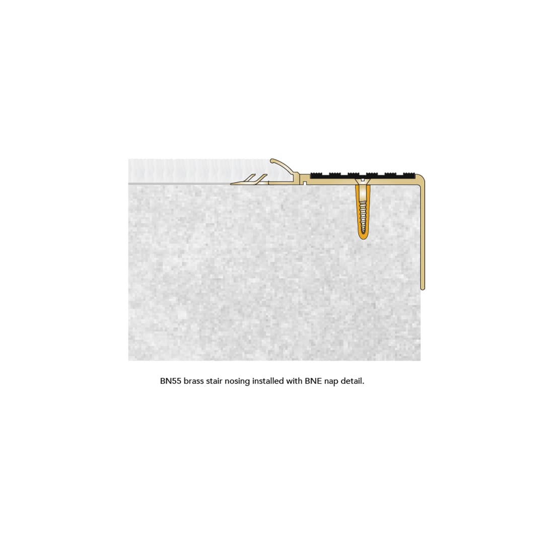 BN55 Brass Stair Nosing installed with BNE Nap Detail.