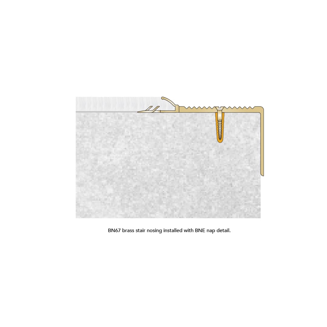 BN67 Brass Stair Nosing Installed with BNE Nap Detail.