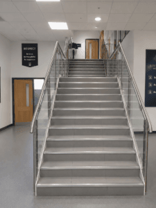 Staircase in UK Secondary School with Aluminium Stair Nosings